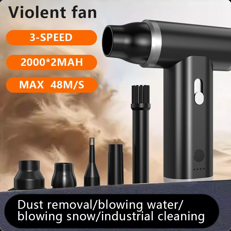 Mini Turbo Jet Fan, 9999999RPM Güçlü Saç Kurutma Makinesi, Araba/PC/Ev Temizliği için Taşınabilir Şarj Edilebilir Elektrikli Toz Alma Cihazı.