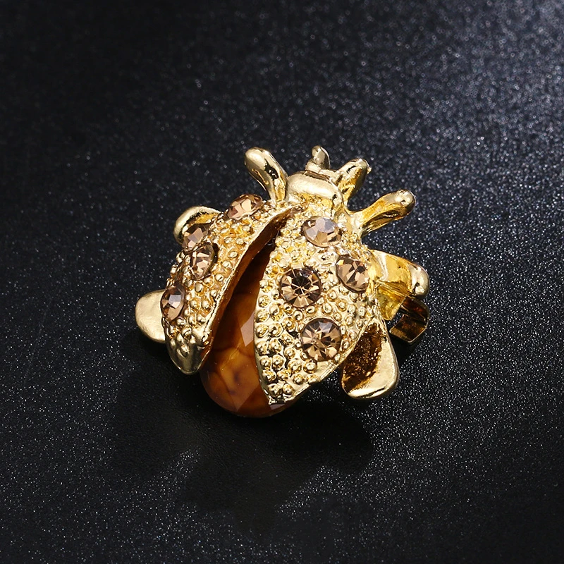 Cute Ladybug Brooch Pin - Crystal Rhinestone Enamel, 40x39mm, Hypoallergenic Metal, Gift For Women & Girls - View #4