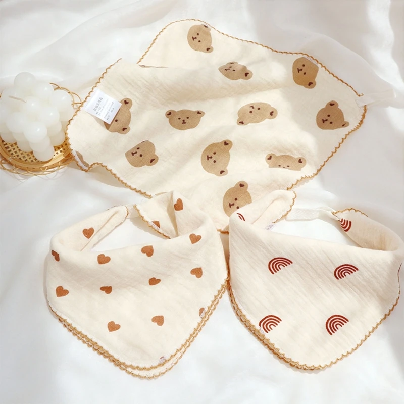 

Baby Burp Cloth Face Towel Boy Girl Bibs Toddler Breathable Face Cloth Drooling Bib with Hanging Hook Infant Washcloth