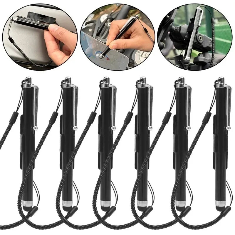 Universal Capacitive Screen Stylus with Spring Cable and Pen Clip