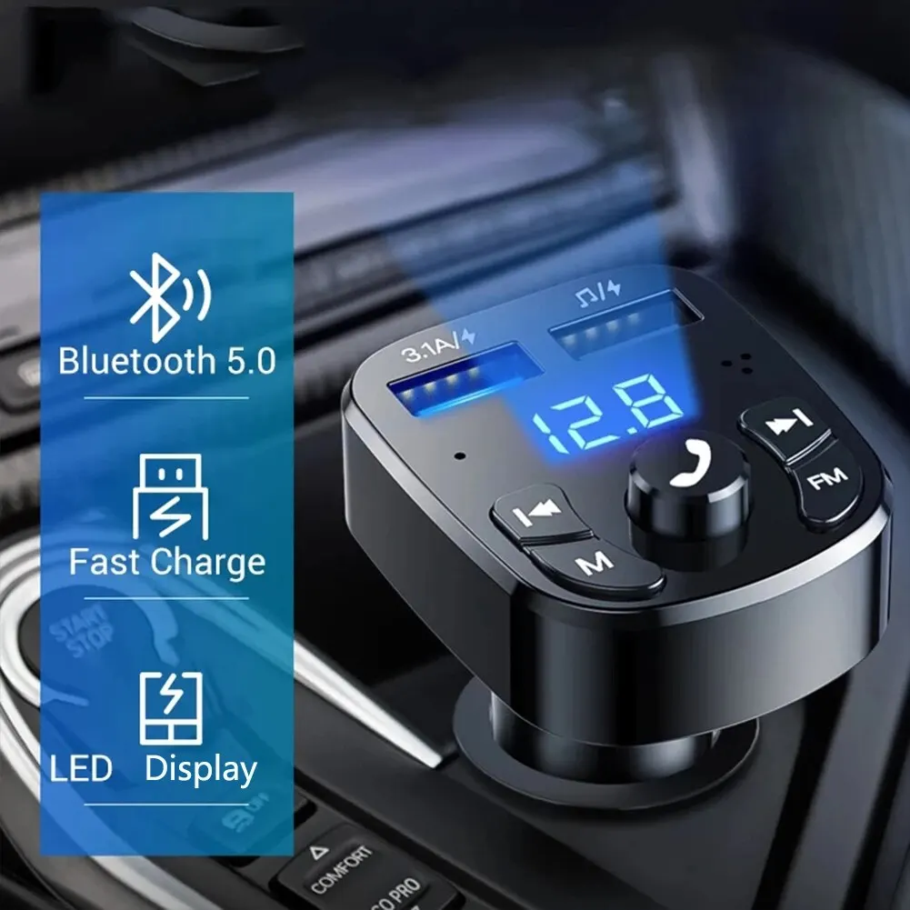 Auto-Bluetooth-MP3-Player FM-Transmitter mit Telefon-Freisprecheinrichtung,  Spannungserkennung und Umgebungslicht