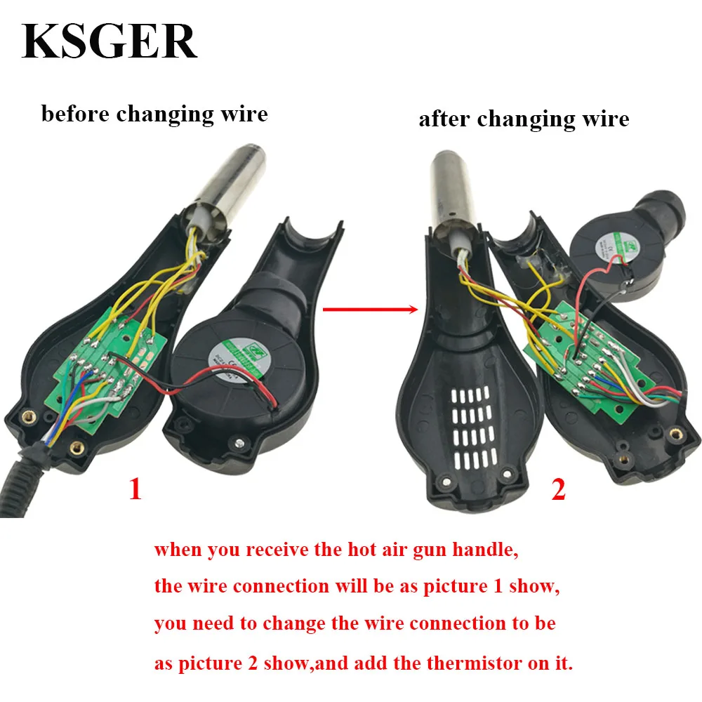KSGER Hot Air Gun Dryer Handle Nozzle Stand Holder For SMD Soldering Station 700W 220V DIY Kits Welding Tools Heating Elements 3