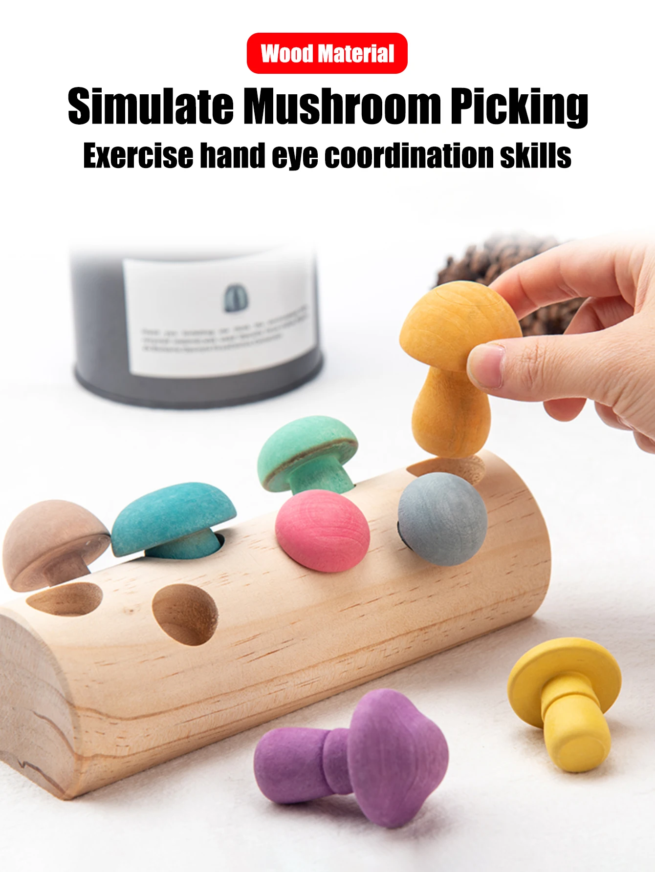 9pcs children's early education toys with color and shape matching, mushroom picking exercises, eye and hand coordination