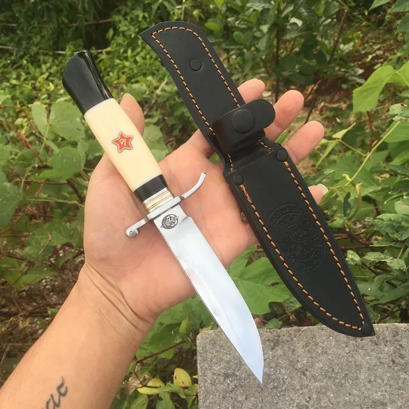 

High-end Nkvd Ussr Finka NKVD Outdoor Survival Hunting Bowie Knives Camping Fixed Blade Straight Tactical Knife self defense