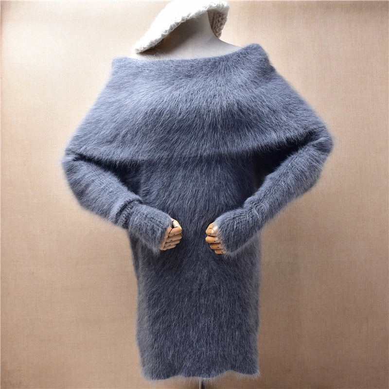 

Женское кашемировое вязаное платье-свитер с длинным рукавом и высоким воротником