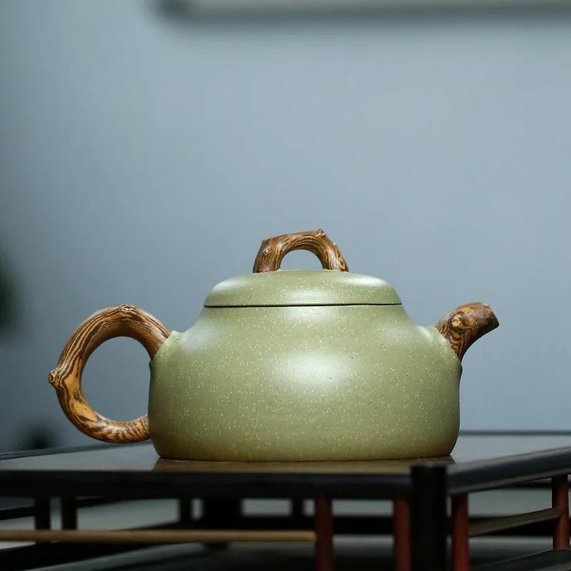 Creative Chinese Style Teapot, Raw Ore Green Sand Mud, Kung Fu Household, Pure Handmade, 300cc, Purple Clay Tea Pots, 1Pc