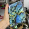 Pretty Natural Crystal Quartz Polished Gemstone Large Labradorite Stone with Blue or Yellow Flashy 1