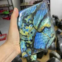 Pretty Natural Crystal Quartz Polished Gemstone Large Labradorite Stone with Blue or Yellow Flashy 1