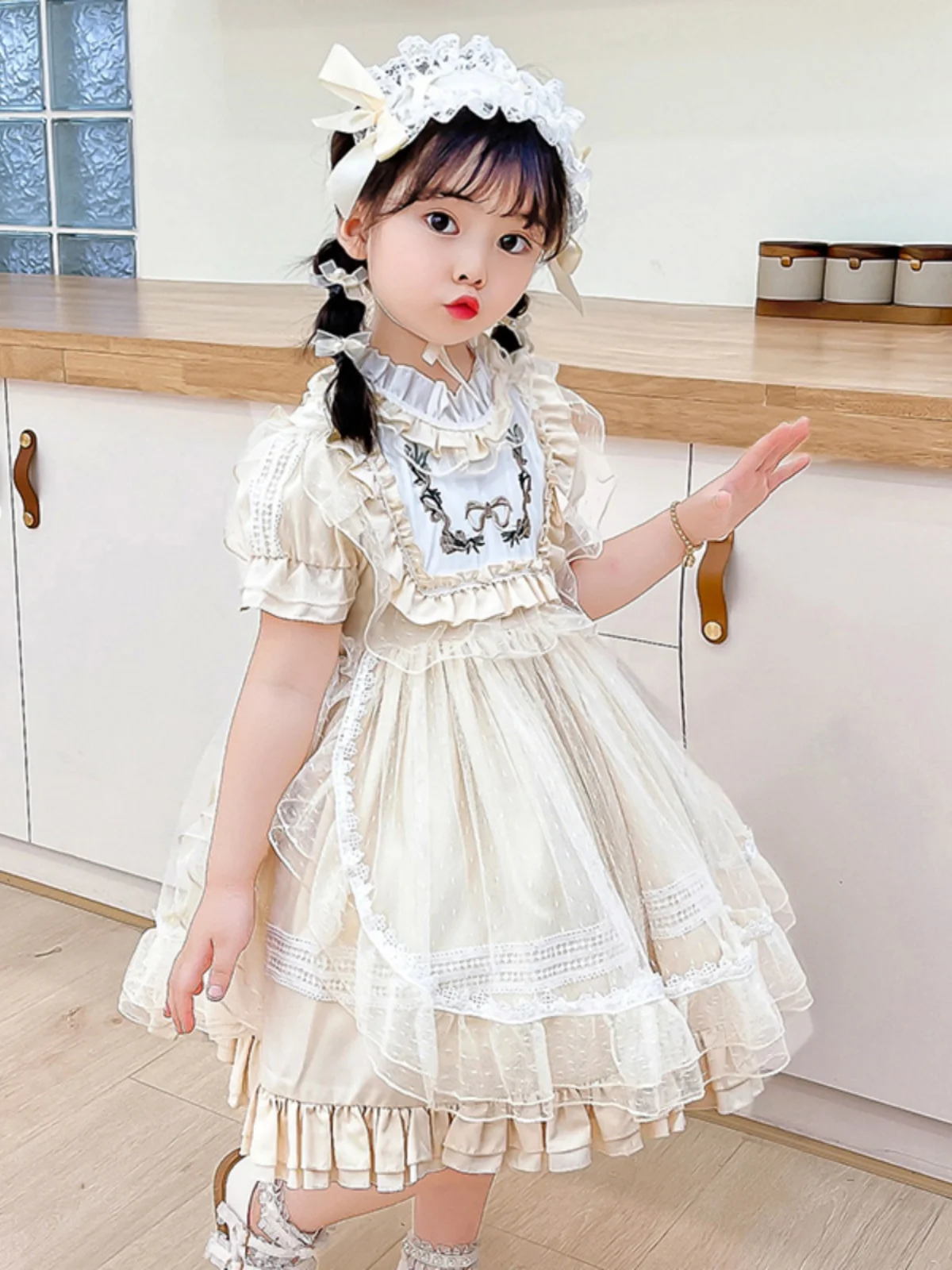 Lolita Girls' Dress Spring and Autumn Children's Evening Show Pettiskirt Birthday