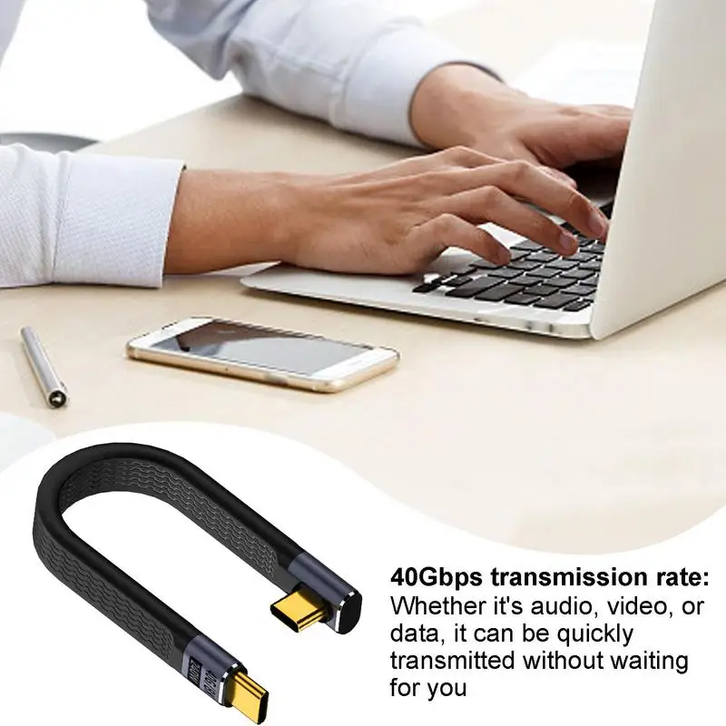 Elbow USB 4.0 Gen3 40Gbps FPC Cable PD 240W 5A Fast Charging Type C to Type-C Cable Thunderbolt 4 8K@60Hz Cable USB C Data Cabel - Image 5