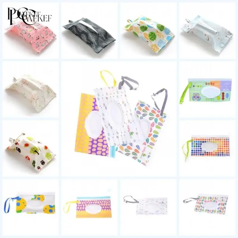 

Baby Kids Wipe Clutch Carrying Bag Wet Wipes Dispenser Snap-strap Bag Pouch Outdoor Travel Wet Paper Towel Container