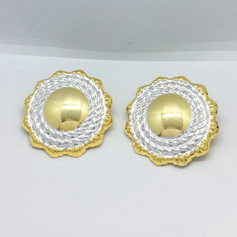 

Brazilian Clip Earrings Women 24k Gold Silver Plated Dubai African Round Bead Fashion Jewelry Accessories For Party Wedding