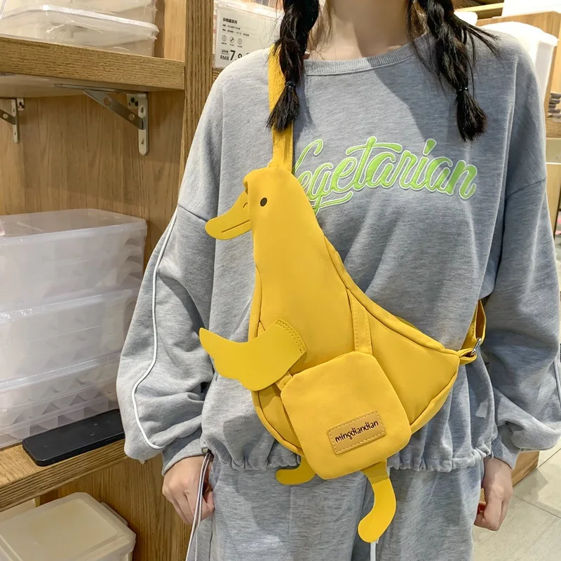 Cartoon Cute Chest Bags for Women 2023 Trend Summer Funny Canvas Bag Ladies High Quality Fashion Animal Print Casual Tote Bag