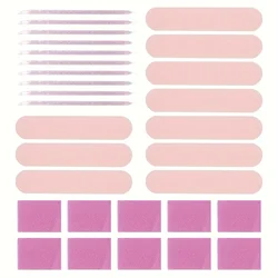 30 - Piece Nail Care Kit: Essential Files, Buffers & Sticks for Manicures & Jewelry Polishing (Pink 30 pcs)