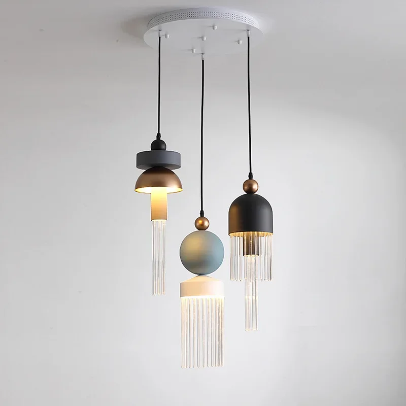 Nordic Modern Glass Pendant Lamp Bedroom Bedside Living Room Dining Room Kitchen Bar Led Light Island Platform Lighting Hanging 5