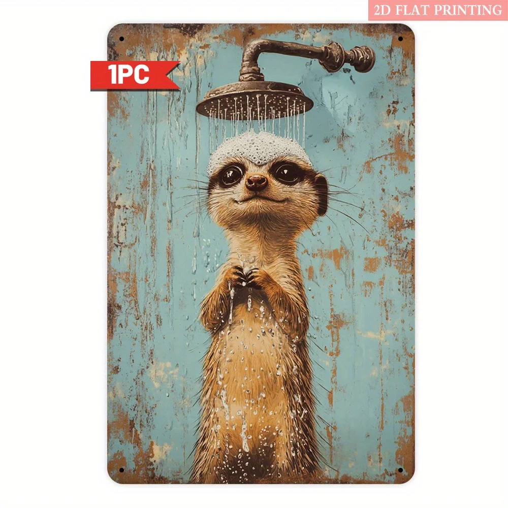 1pc 20x30cm 철 금속 주석 표시 빈티지 미어캣 욕실 장식 벽 예술 홈 화장실 카페 바 사무실