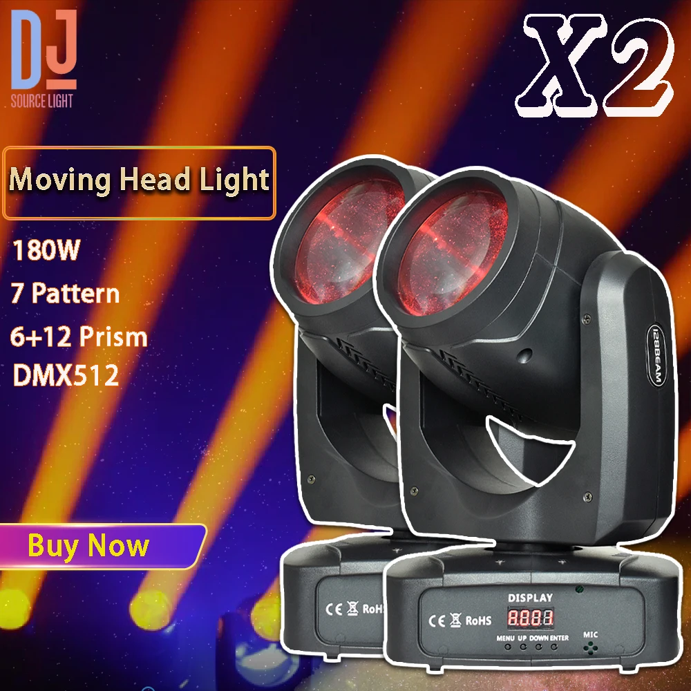 

2Pcs/lot LED 180W Beam Spot Moving Head Light 18 Prism Stage Lights DMX512 DJ Disco Party Club Wedding Stage Lighting Effect