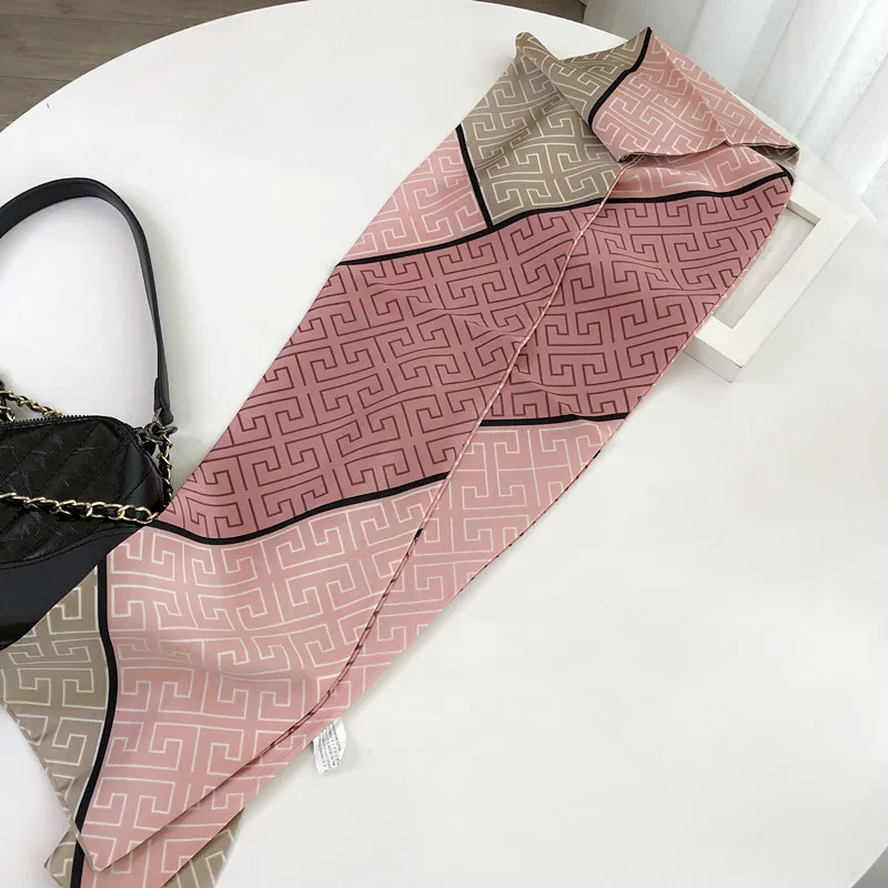 Striped Satin Silk Scarf for Women - Double-Sided Luxury Neck Neckerchief