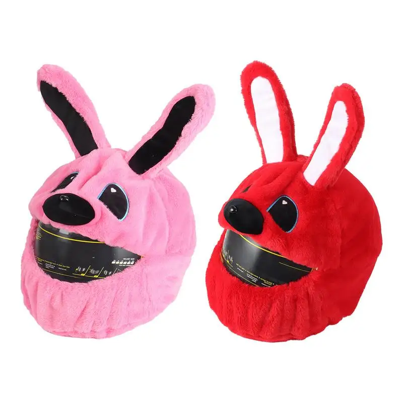 

Motorcycle Helmet Cover Motorbikes Hat Cartoon Plush Cover Cycling Flexible Funny Ears Safety Hat Cover For Scooter And Bike