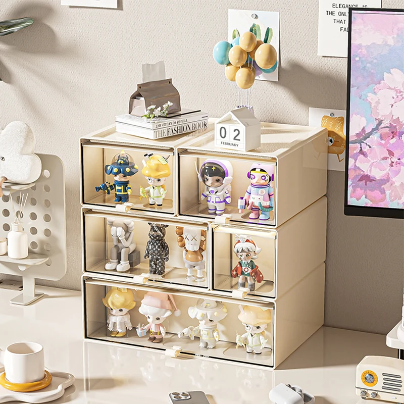 Storage Box with Drawers – Desktop Organizer, Display Case for Collectibles, Office Storage ContainerCustomizable Combination - 3