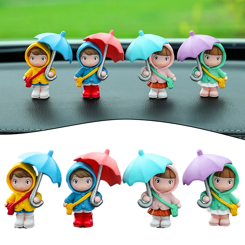 

4PCS Universal Cute Umbrella Couple Car Interior Decoration Figures Auto Rearview Mirror Automobiles Ornaments Decoration