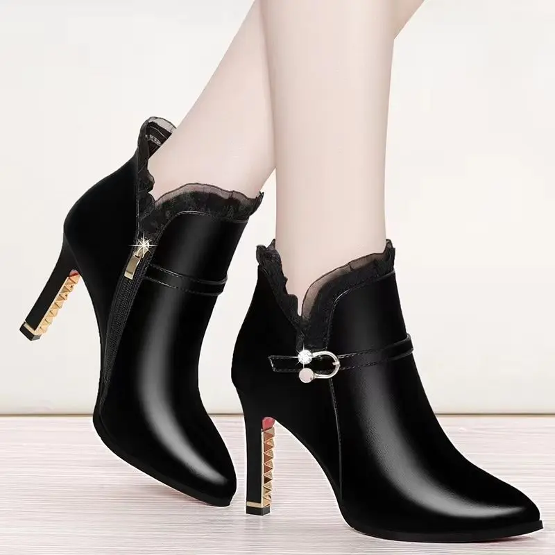 

Cresfimix Botas Femininas; Женские модные милые светильник удобные черные кожаные ботинки на высоком каблуке; Сезон осень-зима; Классная обувь; A7b