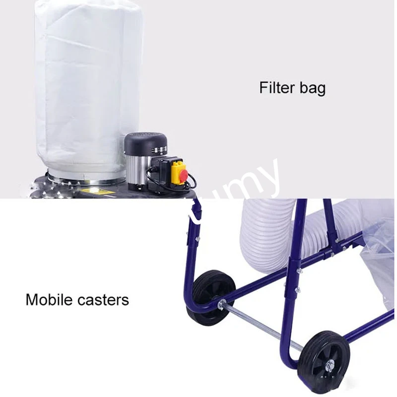 220V Industrial Bag Dust Collector Woodworking Cleaner Dust Collecting Equipment Movable Vacuum Separator Extractor