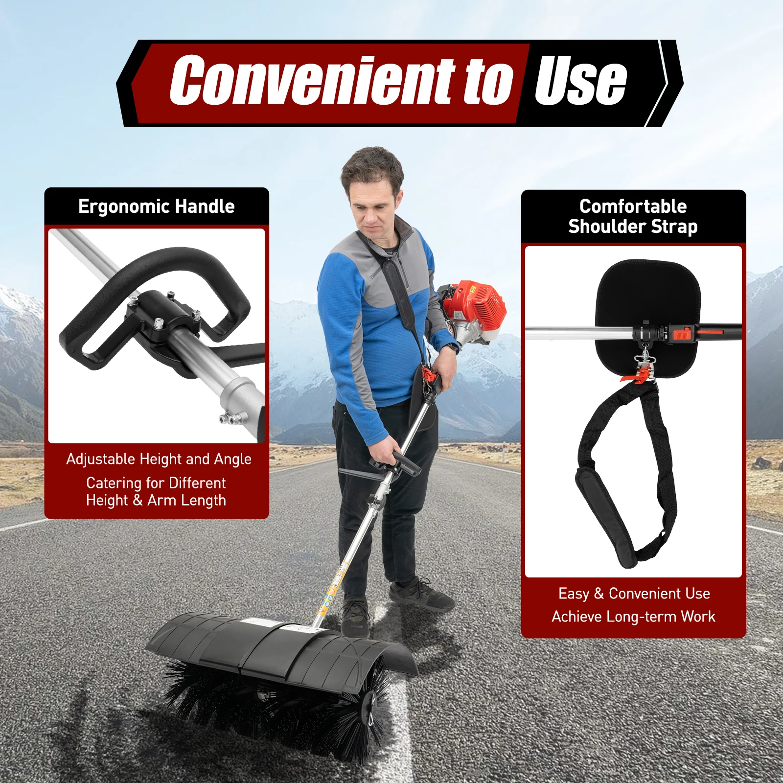 Yiyibyus 2.3 HP Powerful Handheld Cleaning Sweeper Power Lawn Sweeper