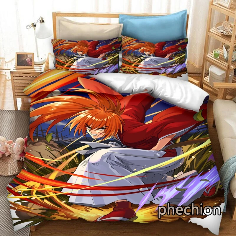 

phechion Rurouni Kenshin 3D Print Bedding Set Duvet Covers Pillowcases One Piece Comforter Bedding Sets Bedclothes Bed K284