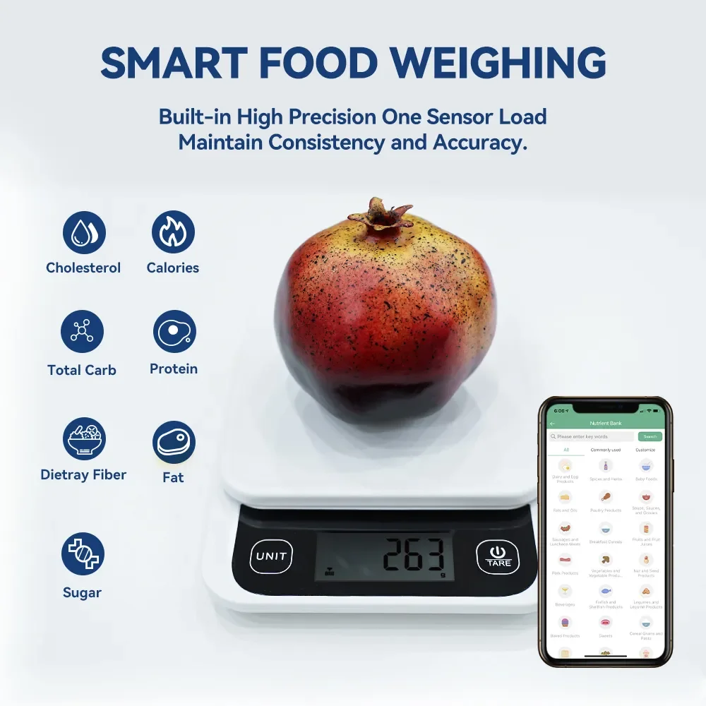 App Digital Kitchen Scale Scale Calorie Scale LCD 0-1kg/0.1g, Nutrition  Food Kitchen Scales Cooking Baking With 1-5kg/1g, Smart