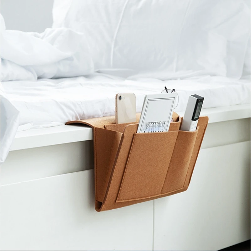 

Felt Pouch Bed Desk Bag Bedside Storage Bag Sofa TV Remote Control Hanging Caddy Couch Storage Organizer Bed Holder Pockets