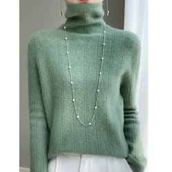 Autumn and winter new 100% merino sweater turtleneck knitted ladies high-end solid color long-sleeved warm cashmere sweater top
