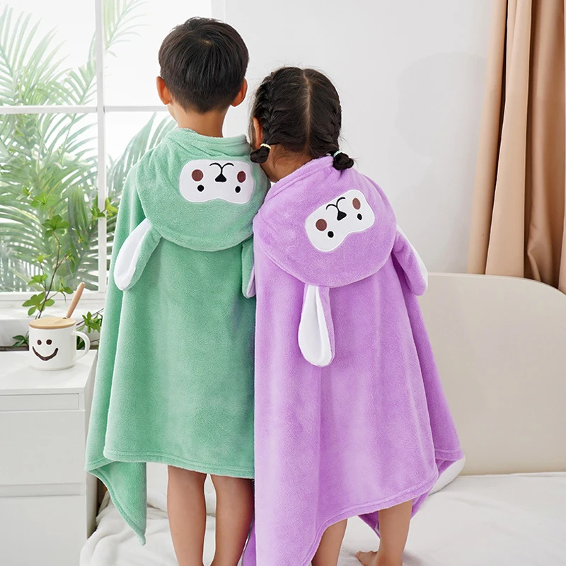 Cartoon Animal Baby Robe Bath Towel Hoodies Cloak for Children Boys Girls Beach Towel Bath Blanket Absorbent Infant