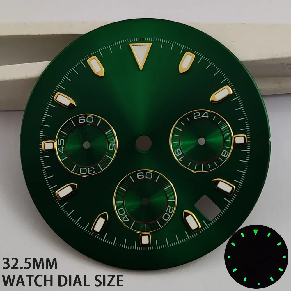 32.5mm Watch Dial Luminous Dial For VK63 Movement Quartz Watch Accessories Repair Replacement Luminous Face