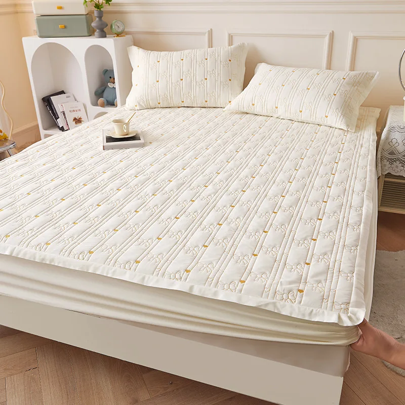 HomeTextileFittedSheetThickenedCottonSandwichBedspreadElastic