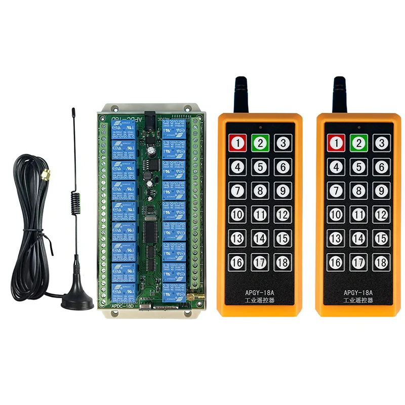 Receptor de Controle Remoto sem Fio Transmissor Antena de Sucção para Luz Led ou Motor 2000m dc 12v 24v 18ch 433mhz Relay rf