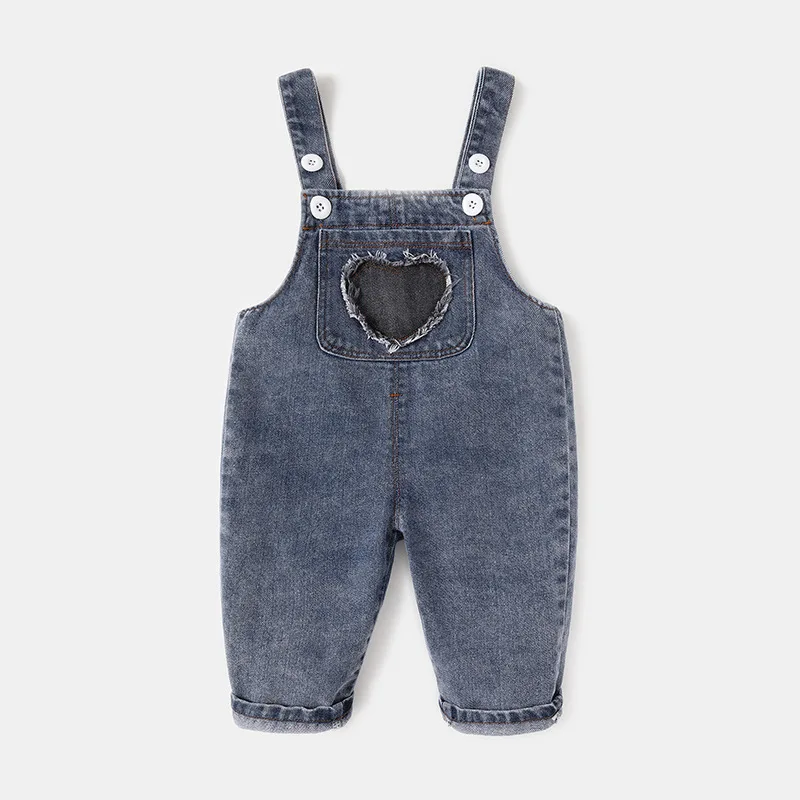 Infant Baby Boys Jeans Overalls Love Patch Pocket Denim Suspenders For 0-4T Kid Boys Solid Toddler Jumpsuit Casual Clothes