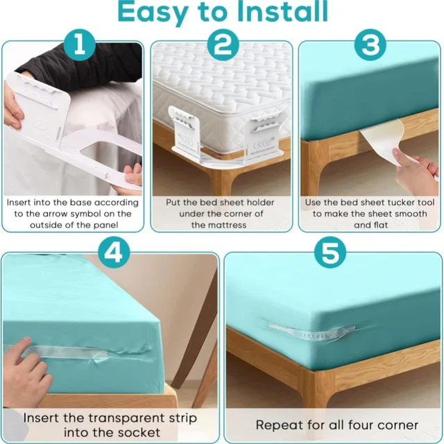 4pcs/set Invisible Sheet Bed Cover Fixer Multifunctional Fixed Clip Safety Pinless Sheet Bed Sheet Anti-shift Fixed Home Supplie 5