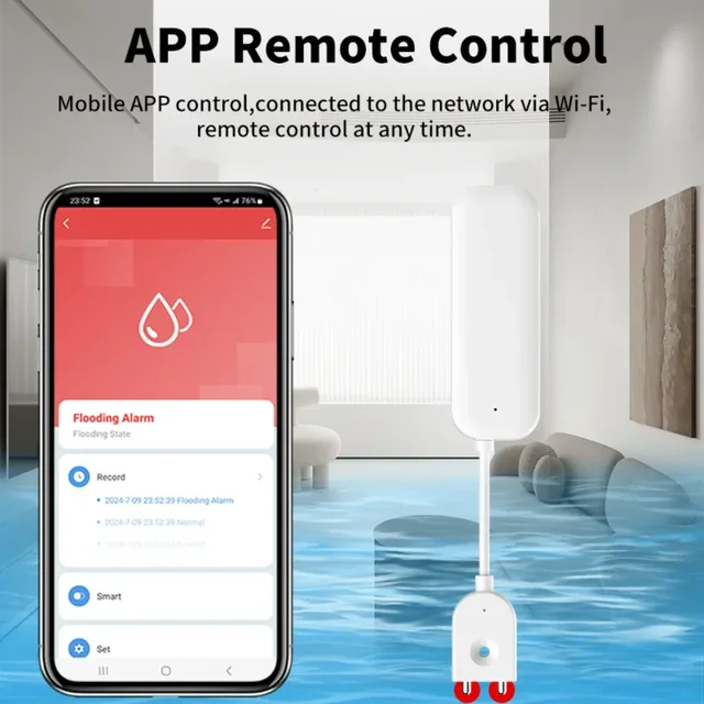 Tuya Smart WIFI Water Leakage Sensor Alarm Water Level Detector Flood Leakage Sensor APP Remote Control Security Alarm System 2