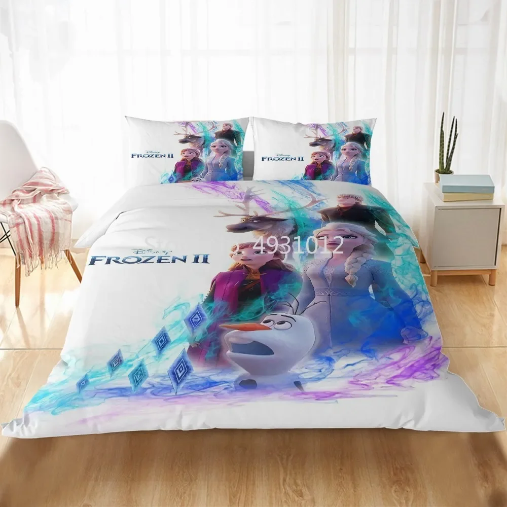 디즈니 프린세스 프로즌 3 엘사 안나 침구 세트, 퀸 트윈 침구 린넨 이불 커버, 베갯잇, 어린이 성인 소녀 선물, 3D 프린트