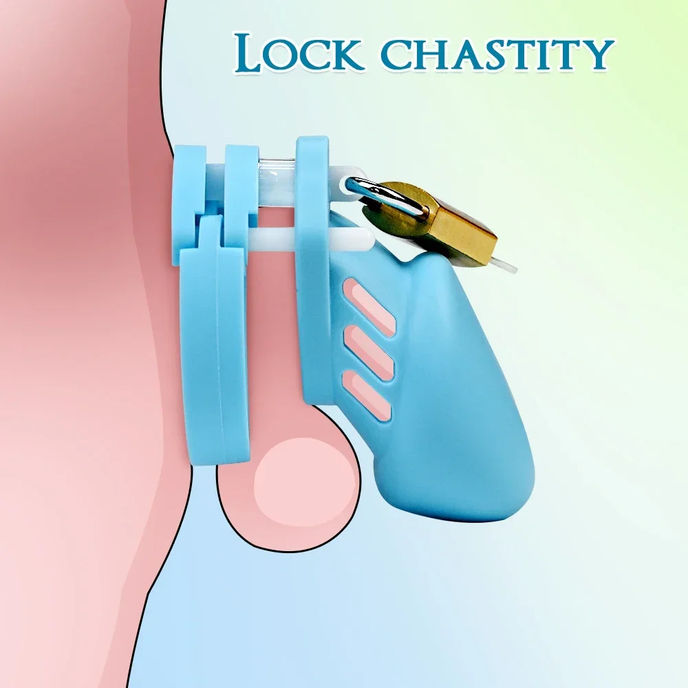 Male Penis Lock Chastity Cage for Men Virginity Breathable Cock Ring Men's CB Cock Cage with Lock Key SM Urethra Device Toy