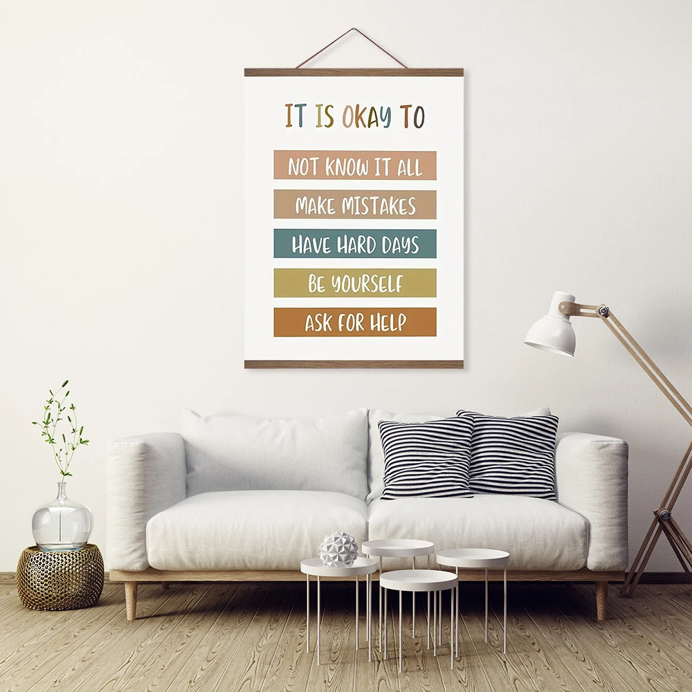 

Motivational Boho Wall Art Canvas Poster for Girl Boy Bedroom Decor Be yourself Scroll Wall Canvas Art Painting for Classroom