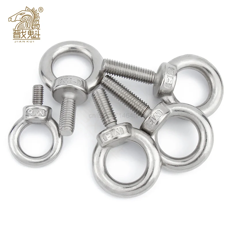 Stainless Steel Screws 1-5pcs M3 M4 M5 M6 M8 M10 M12 DIN580 Eye Bolt Marine Lifting Eye Ring Loop Hole Cable Rope Eyebolt