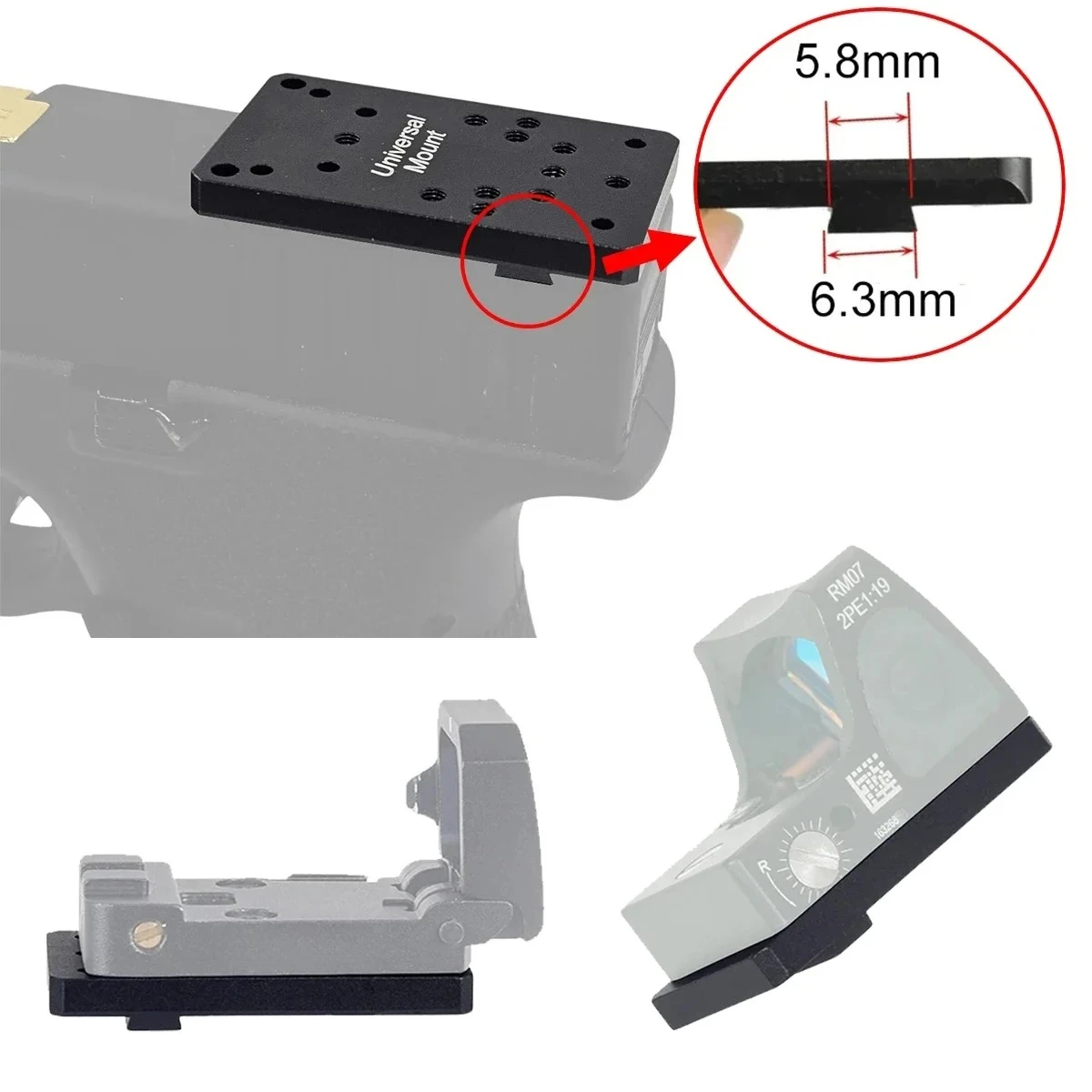 Universal G17 Mount Rear Sight Plate Mount Base Adapter for Glock 17 19 G17 G19 Pistol Fit RM VISM VISM-PRO M1 M2 Red Dot Sight