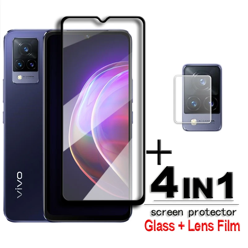 

For Vivo V21S Glass Vivo V21 V21E V21S Tempered Glass 2.5D Full Cover Glue Screen Protector For Vivo V21S Lens Film 6.44 inch