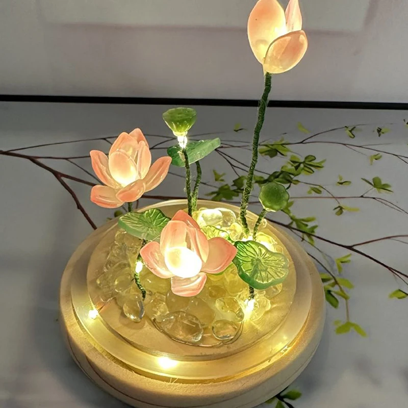 DIY Handmade Night Light Bedside Light Home Decoration Lotus Nightlight Birthday Gift Lotus Material Package
