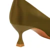 Big Size 34-43 Women Silk Versatile Middle Low Kitten Heels Shoes Lady 5.5cm High Heels Basic Office Work Satin Dark Green Pumps 4