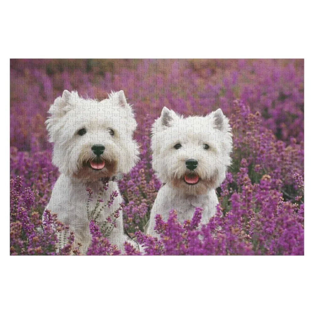 

Westie, West Highland Terrier Dogs in heather Jigsaw Puzzle Personalized Toys Custom Photo Personalized Baby Toy Puzzle