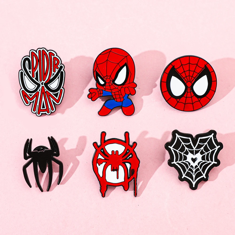 Movie Spider Enamel Pins Cartoon Anime Metal Brooch Badge Jewellery Backpack Accessory Gifts