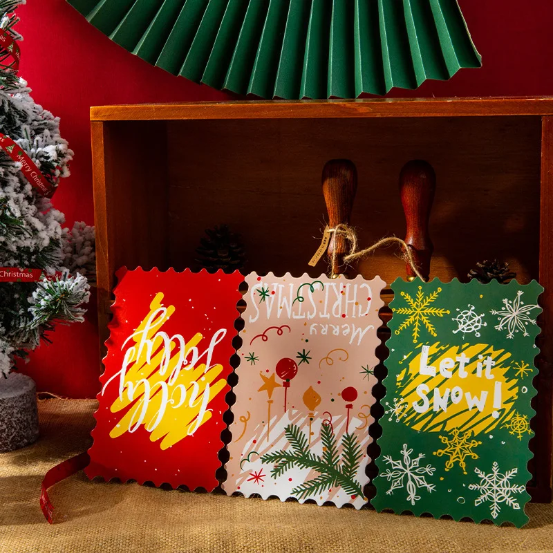 Postal de la serie Nochebuena Post Office, dibujos animados de Santa Claus, árbol de Navidad, tarjetas de mensajes de felicitación, papelería de regalo, 30 piezas por juego